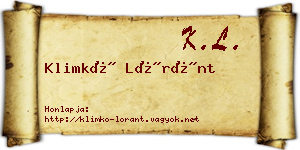 Klimkó Lóránt névjegykártya