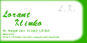 lorant klimko business card